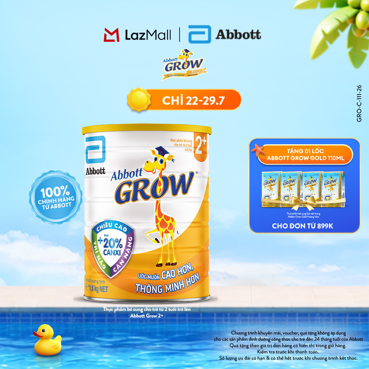 Sữa bột Abbott Grow 2+ Hương Vani  1.6kg