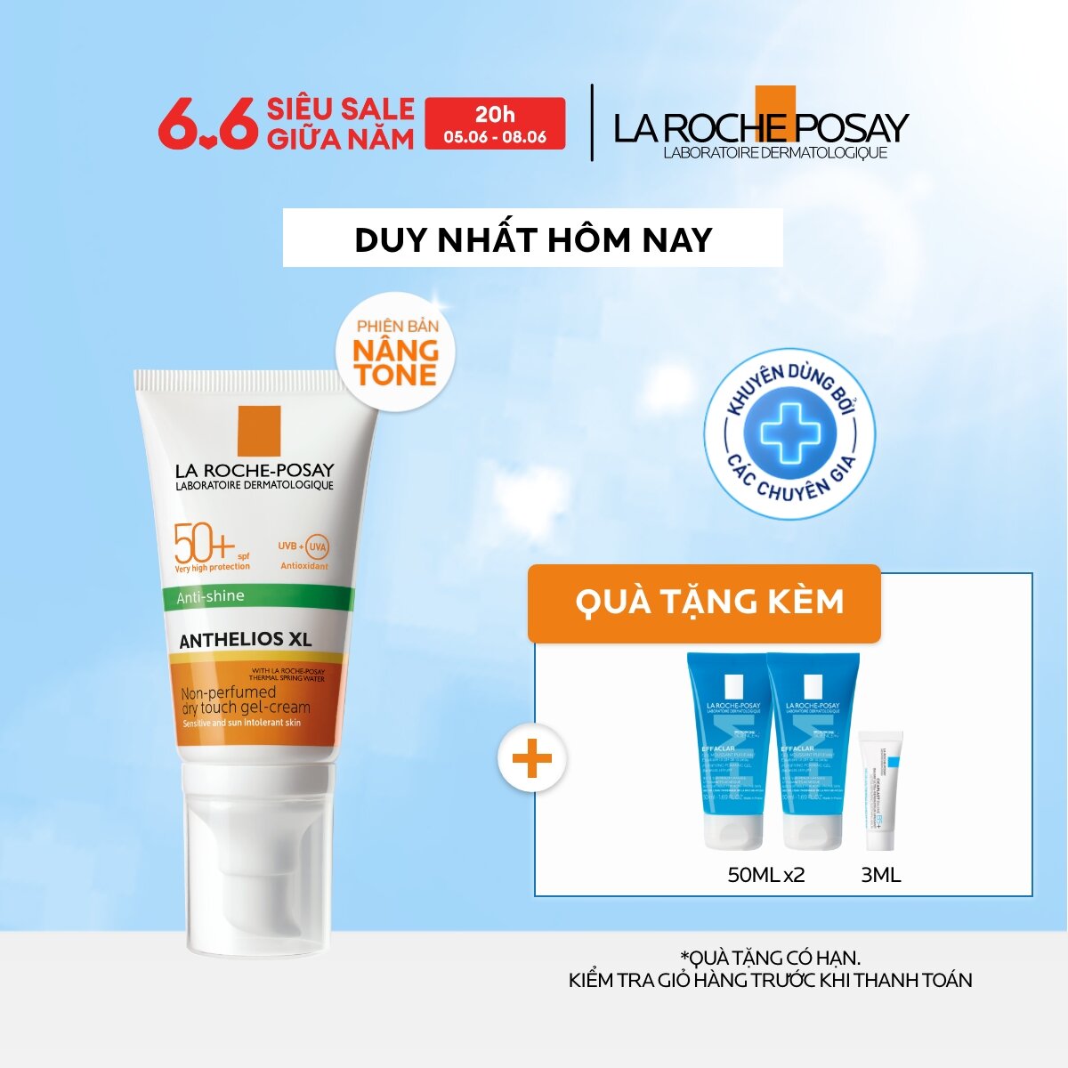 Kem chống nắng nâng tone cho da dầu La Roche-Posay Anthelios XL SPF50+ PA++++ 50ml
