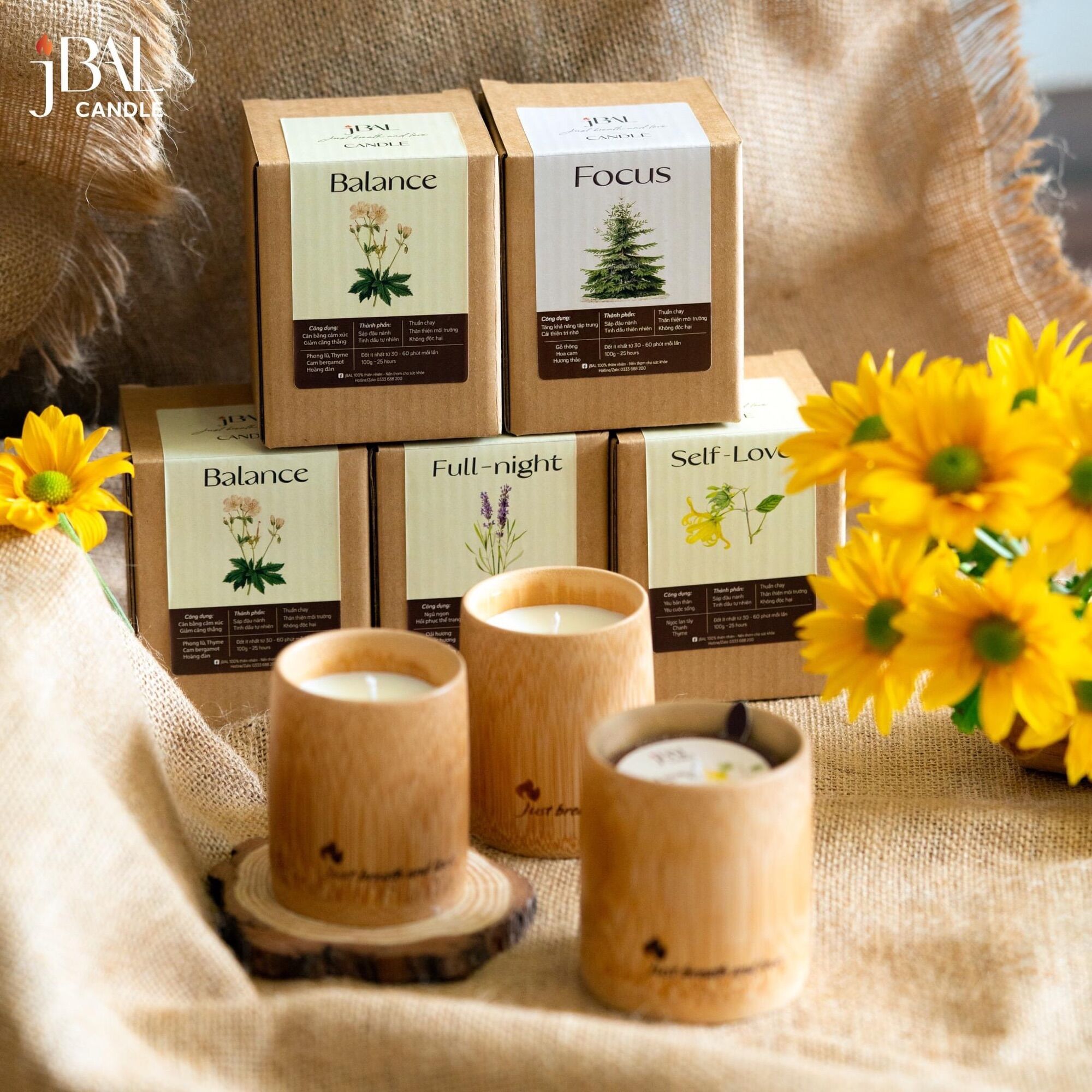 Nến Thơm jBAL Hũ Tre 125g