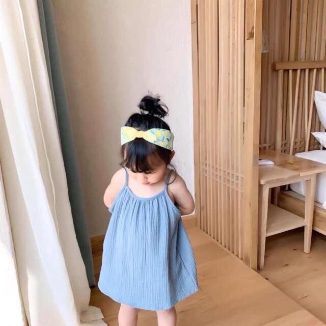 Váy 2 dây cotton đũi bé gái