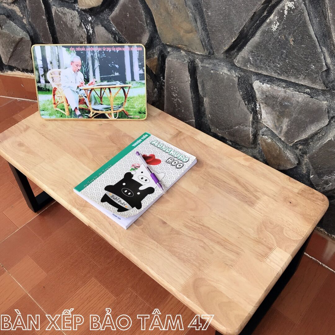 Bàn Gỗ ngồi bệt chân sắt ( R:40cm,D:80cm,C:32cm)