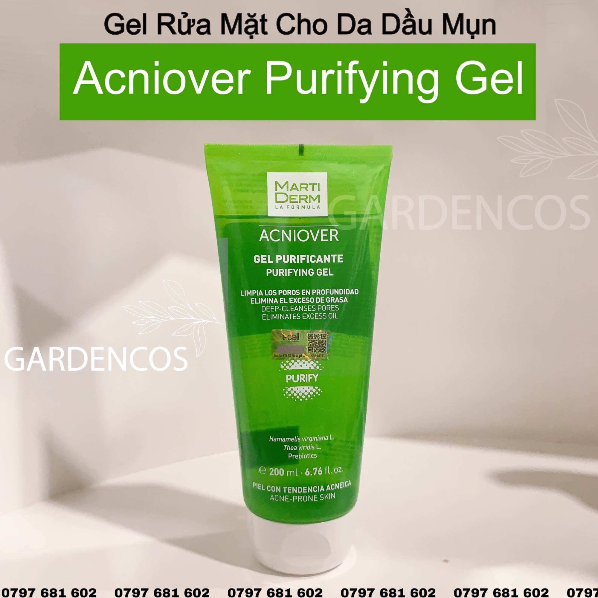 Gel Rửa Mặt Cho Da Dầu Mụn MartiDerm Acniover Purifying Gel