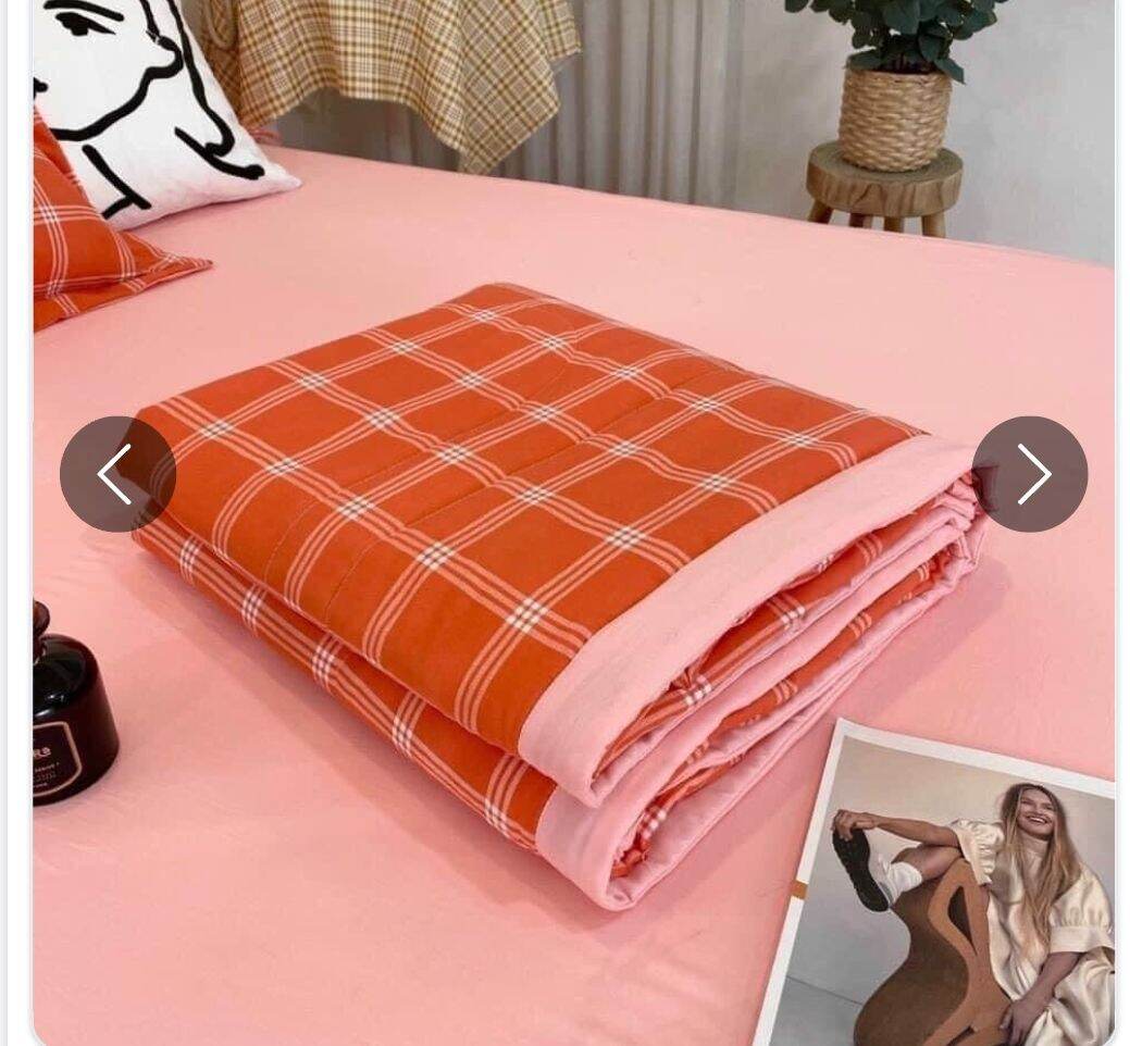 Chăn hè kẻ Muji mềm, mỏng, mát cotton