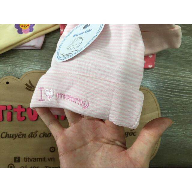 sét 3 mũ thu đông cho bé 0-3 tháng ( mũ nỉ cotton)