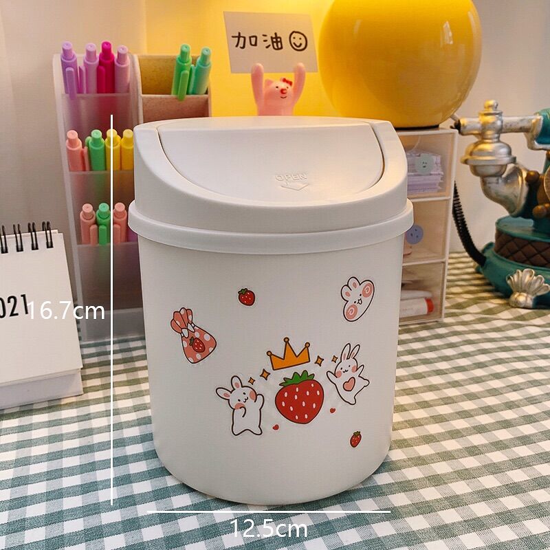 [ Tặng kèm sticker] Thùng rác mini nắp lật để bàn