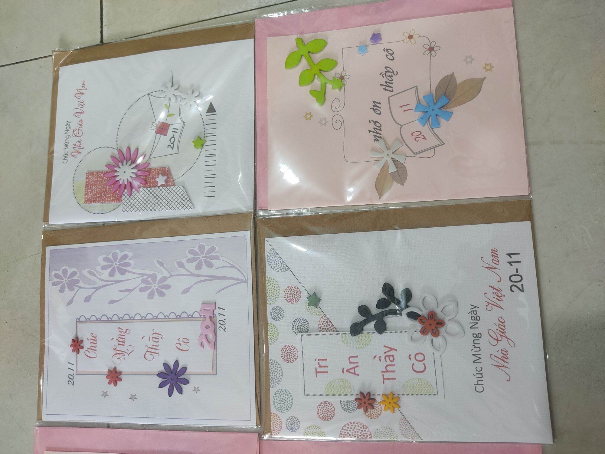 3 cái thiệp chúc 20.11 handmade