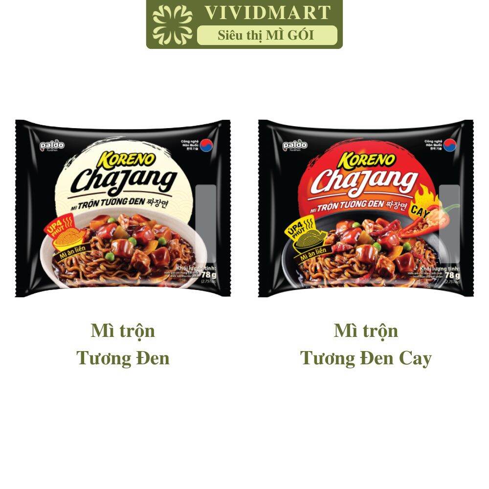 [1 PACKAGE] - PALDO - KORENO CHAJANG NOODLES 2 FLAVOURS: BLACKBEAN SAUCE, SPICY BLACKBEAN SAUCE (78G/PACKAGE)