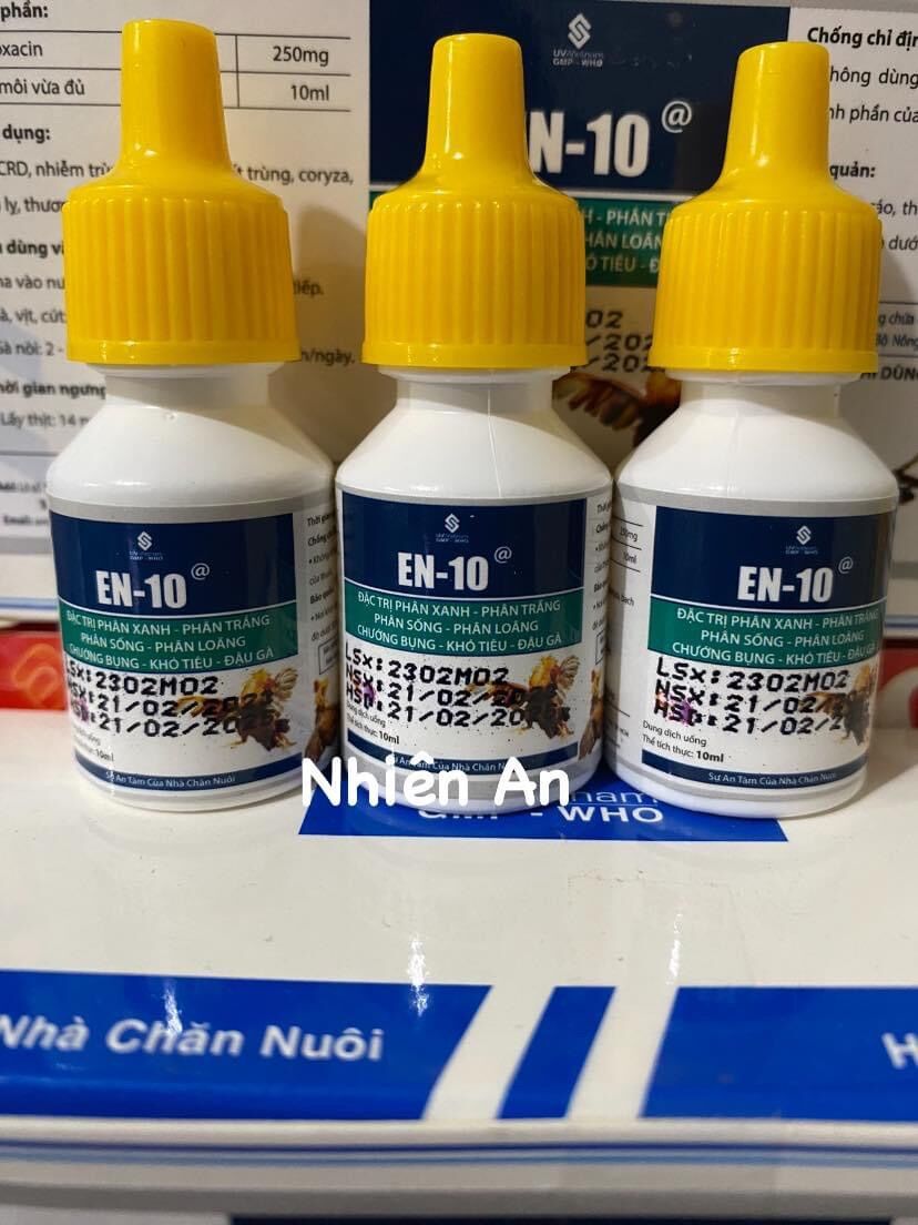 Uv EN10 10ml phân xanh, phân trắng, thương hàn, Dính đít trên gà
