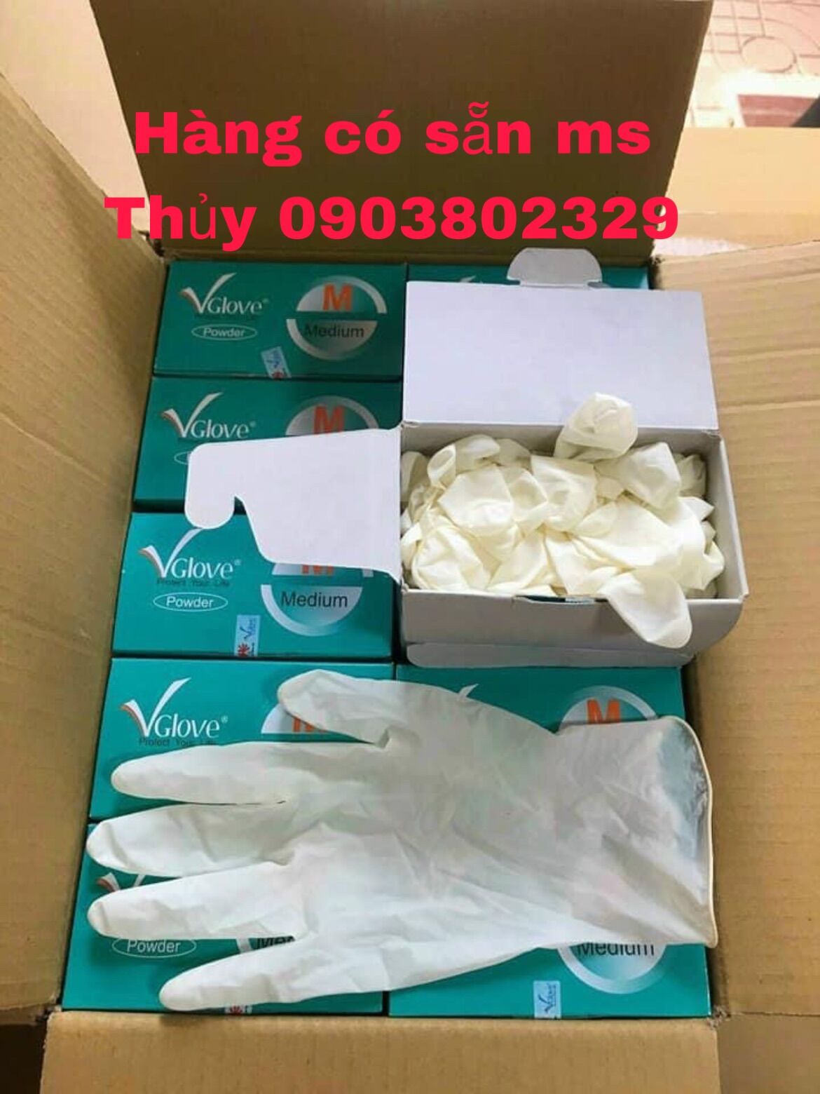 Găng tay cao su latex có bột vglove ta 5.0g - hộp