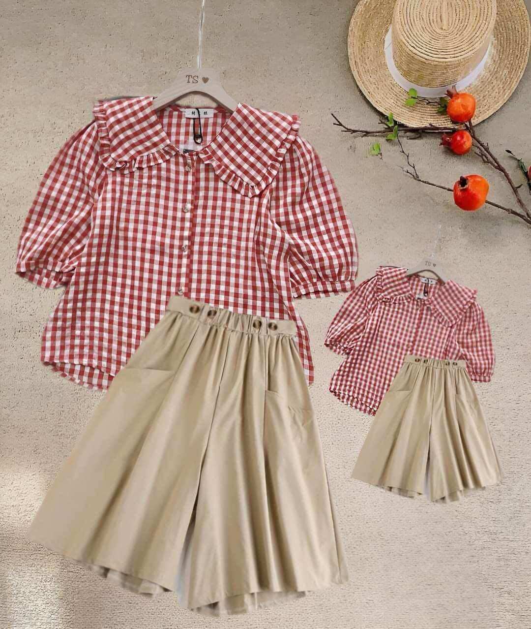 Set bộ caro đỏ đủ size mẹ & bé