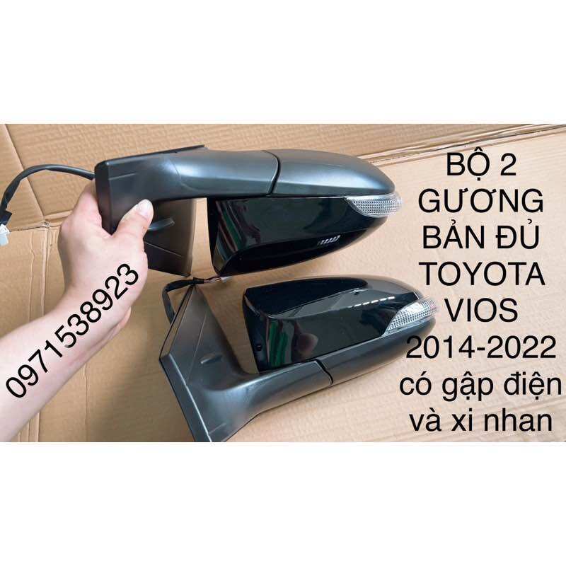 Bộ 2 gương chiếu hậu toyota vios 2014-2022 bản đủ có xi nhan gập điện giá rẻ