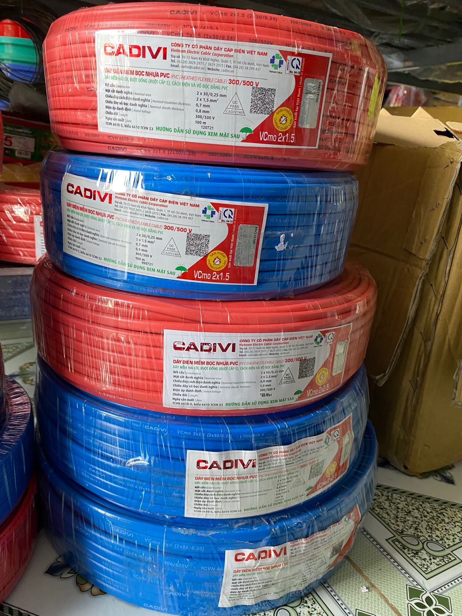 10 mét dây điện đôi mềm dẹp ( 2 lớp vỏ ) Cadivi 2x4 mm (Vcmo 2x56/0.3)