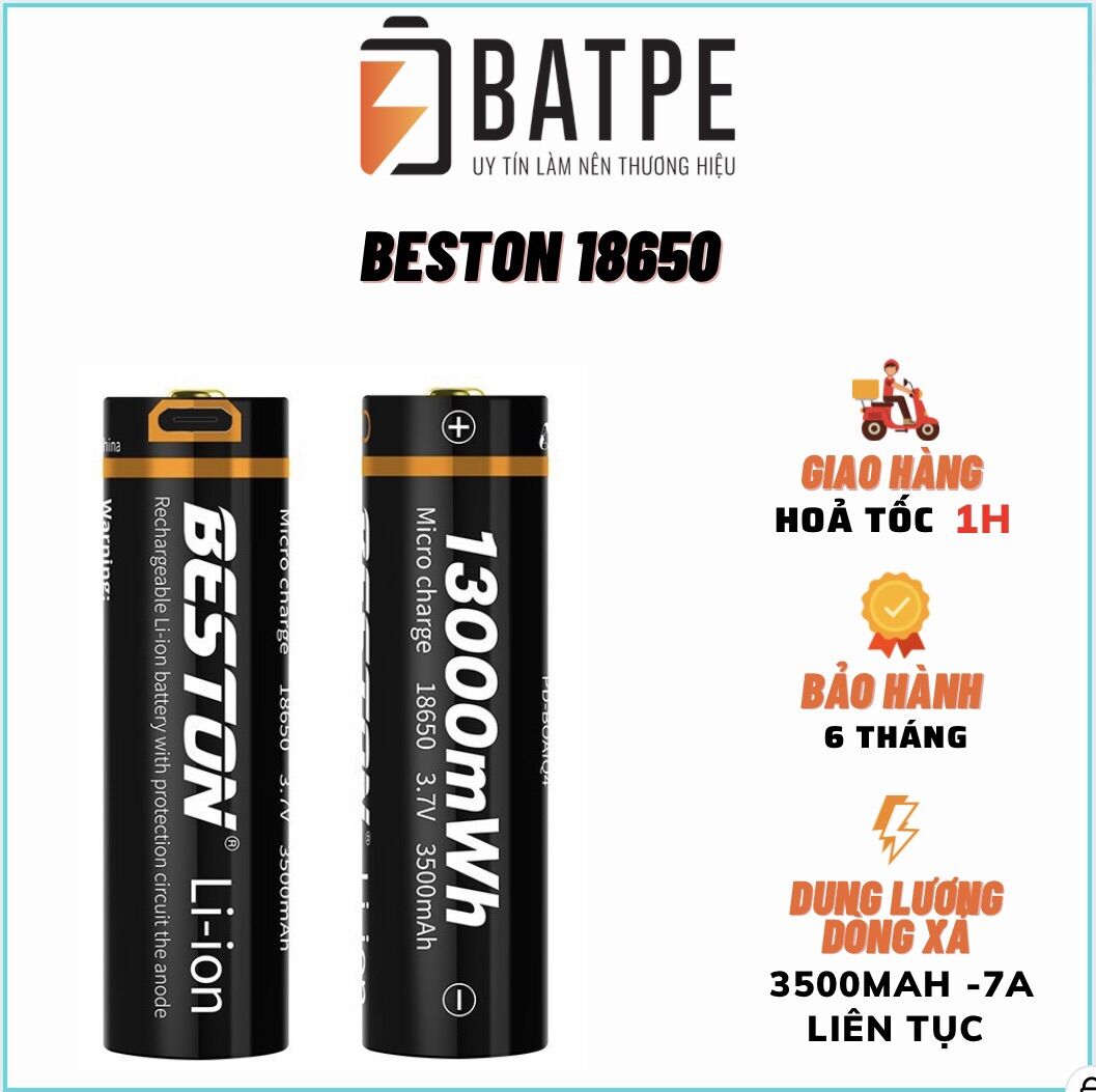 Pin 18650 beston sạc trên thân dung lượng 3500mah xả 5.4a