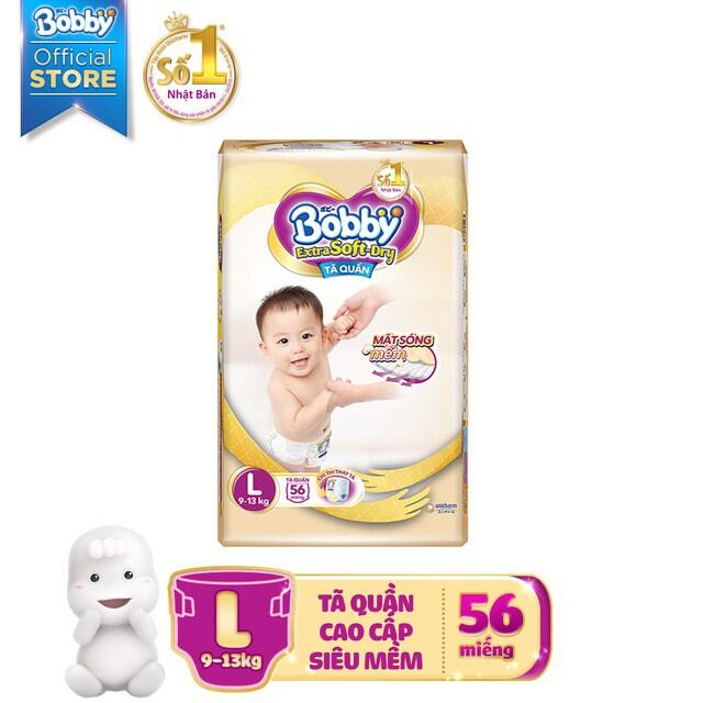 [Date 08/2024] Tã bỉm quần cao cấp Bobby Extra L 56 miếng