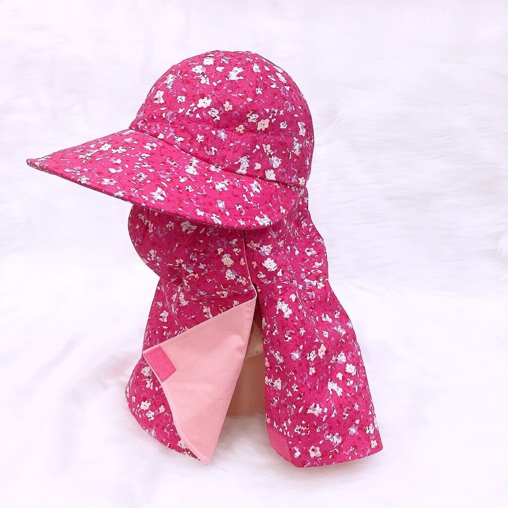Nón che nắng rộng vành màu xanh hoa văn đẹp vải cotton chống nắng cực mát có khẩu trang 2 lớp bảo vệ sức khỏe, dây rút