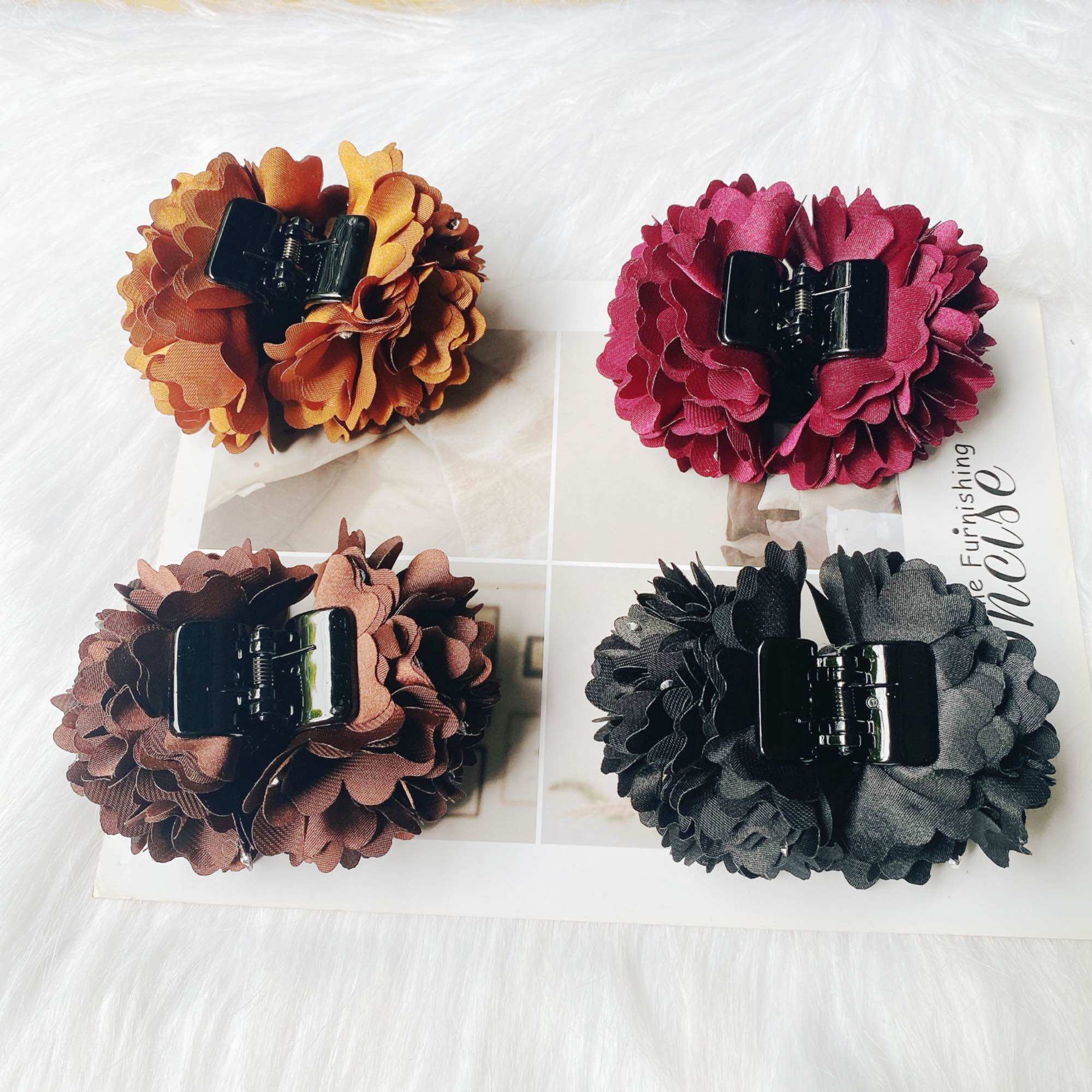 Size đại_Kẹp tóc gắp tóc hoa hồng handmade cực sang cho nữ