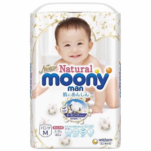 Bỉm Moony Natural Nội Địa Chính Hãng - Bỉm Moony Dán/Quần Đủ Size NB63/S58/M48/L36/XL32