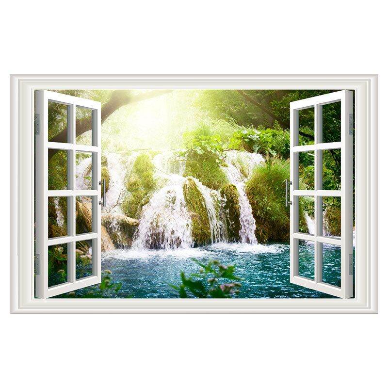 Decal tranh dán tường - khung cửa sổ 3D 60*90cm