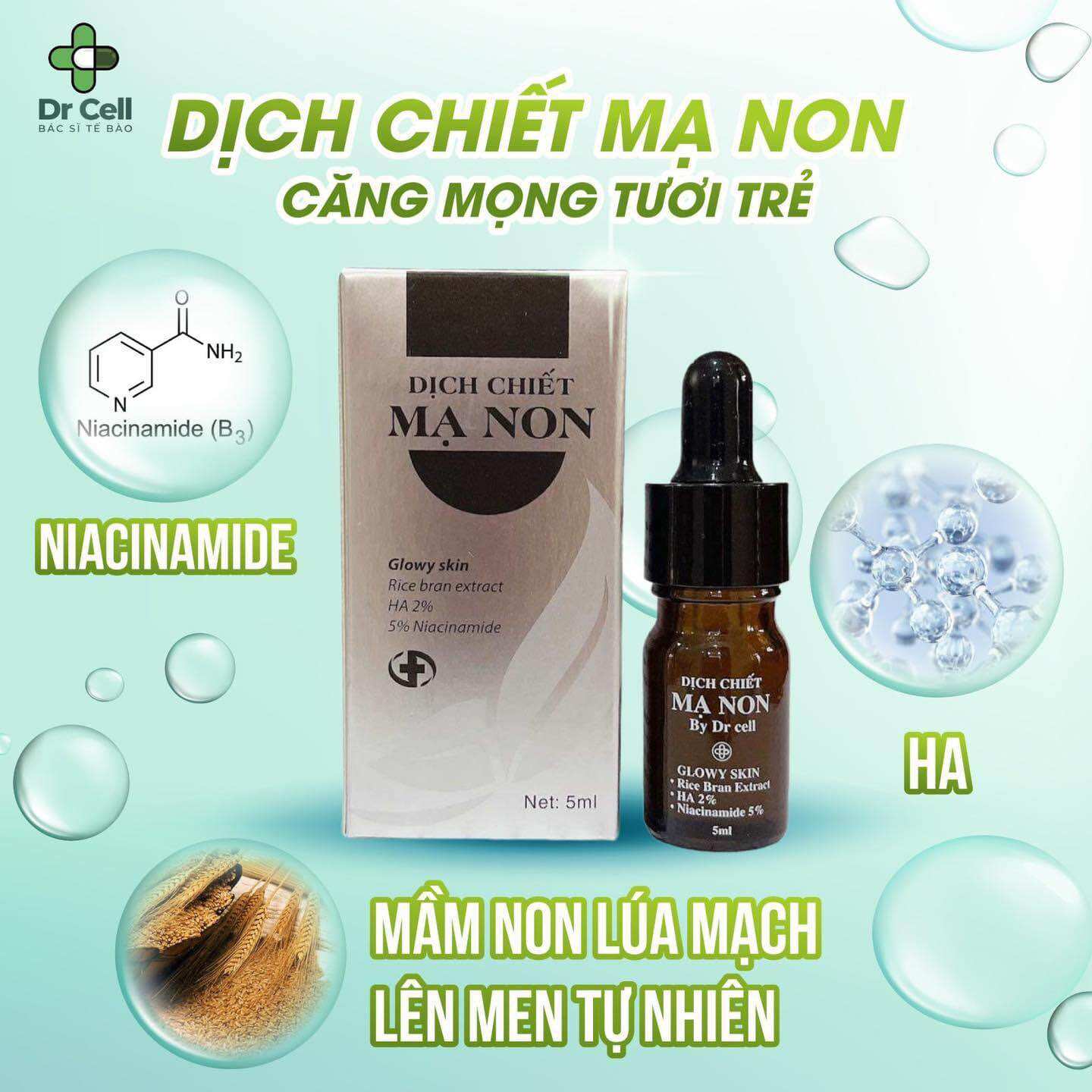 Tinh chất dịch chiết mạ non dr cell giúp da mịn màng căn bóng như sao hàn