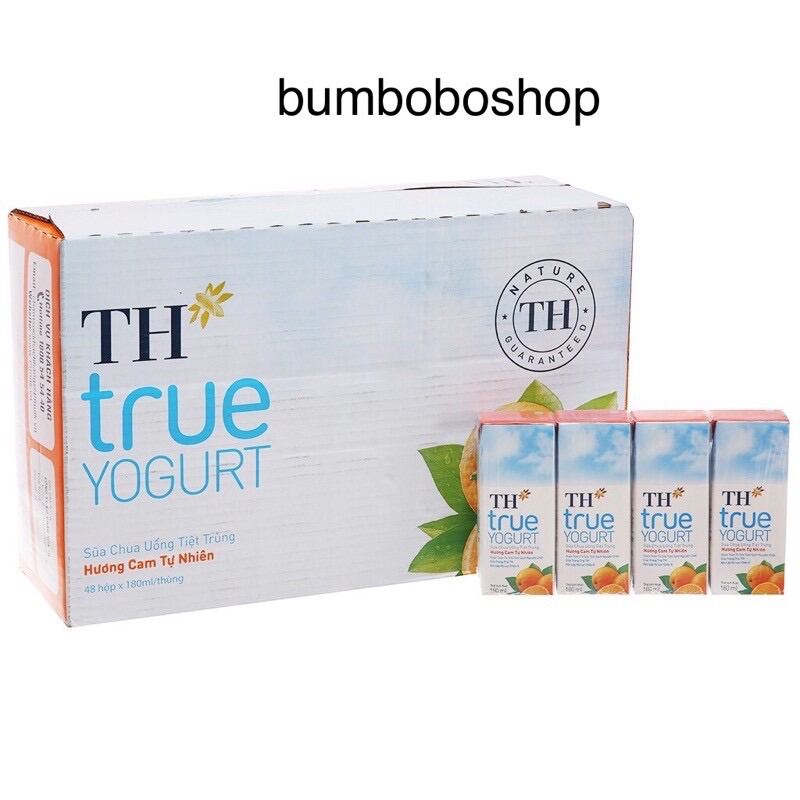 thùng 48 hộp sữa chua uống tiệt trùng TH TRUE MILK vị cam (180ml/hộp)