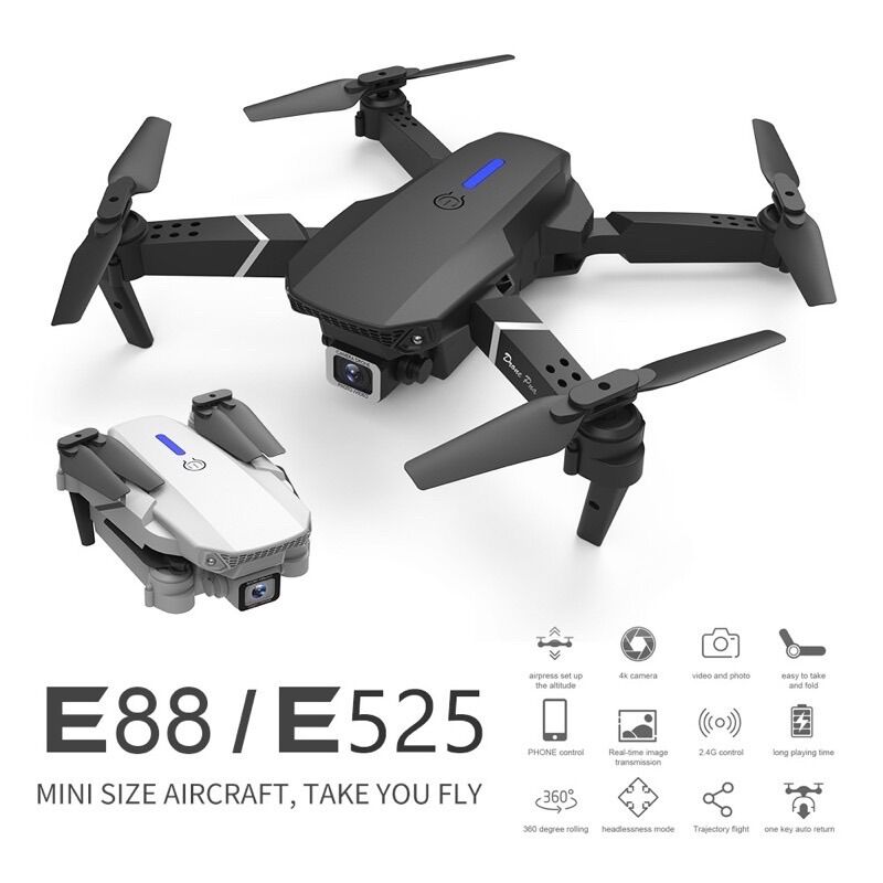 Flycam E88 Pro/E525 có 2 camera 4K,pin 1800mah ( tặng túi đựng)