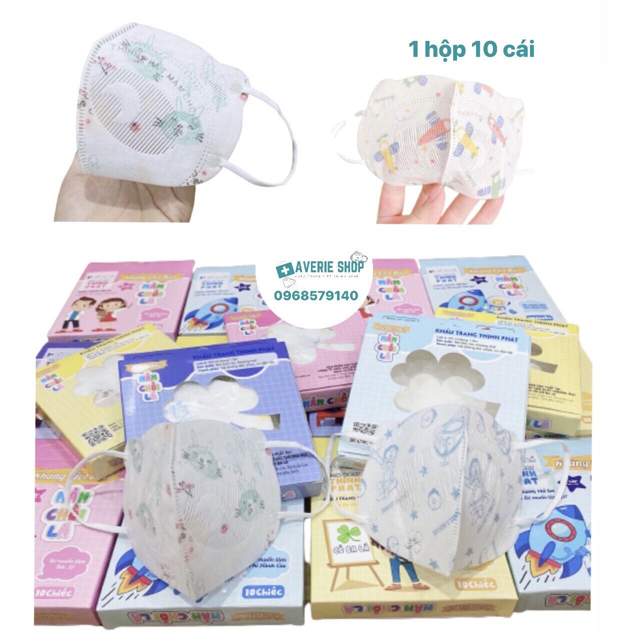 1 gói 10 cái Khẩu trang Em bé - Khẩu trang dạng Gấu Cỏ Ba Lá dành cho bé 2-8 tuổi dễ thương xinh xắn an toàn gấu, thỏ, doremon - Averie Shop