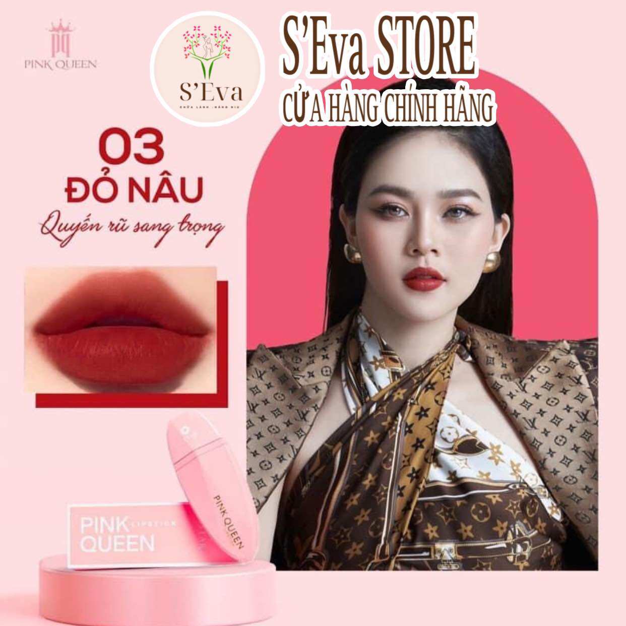 Son Lì Pink Queen Đỏ Nâu