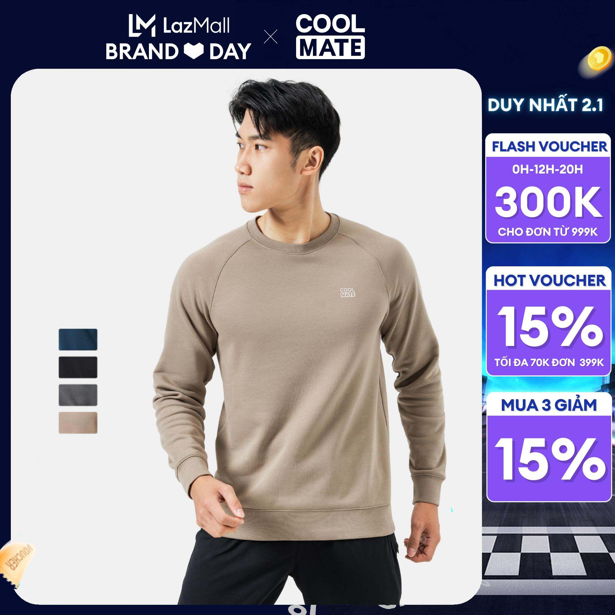 CHỈ 2.1 MUA 3 GIẢM 15Áo Sweatshirt thể thao Active chống nhăn giữ ấm tốt hạn chế xù lông Thương hiệu Coolmate