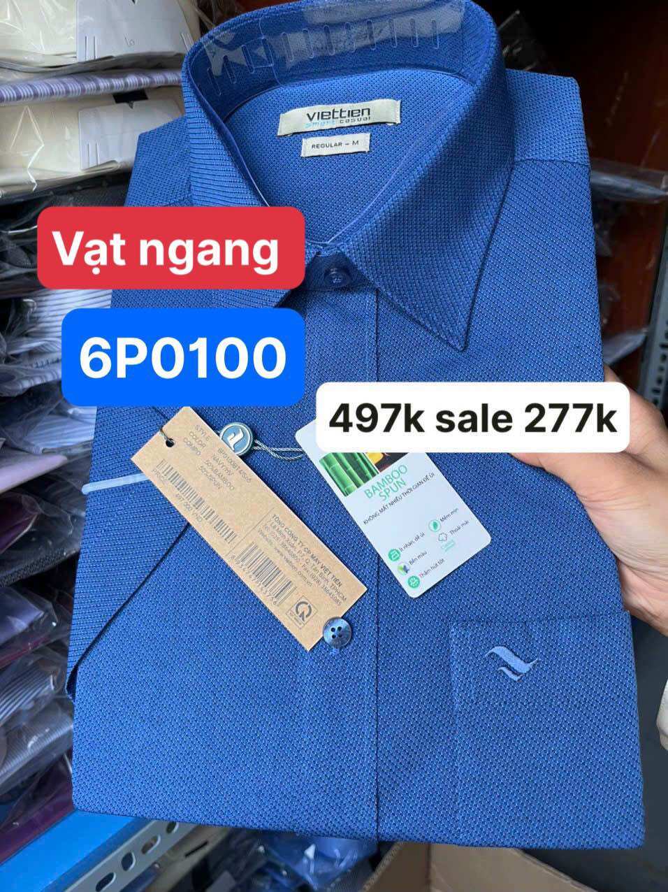 Áo sơ mi việt tiến giảm 55% giá sale 497k sale 277k