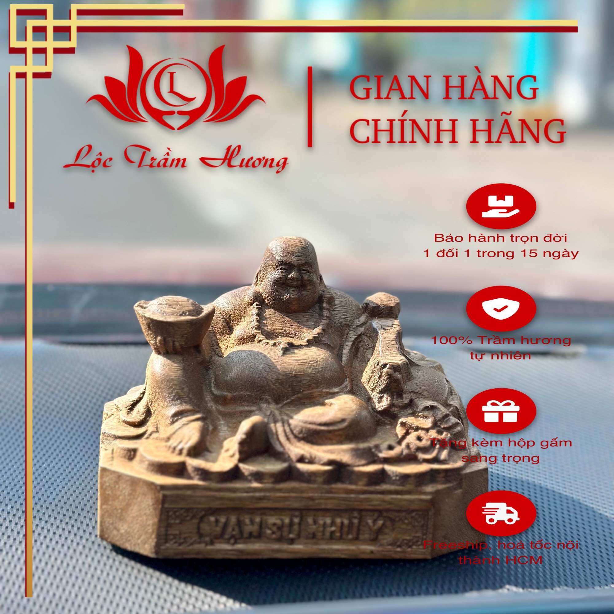 Tượng trầm hương, tượng di lạc hoan hỷ bình an. Tượng phật phong thuỷ