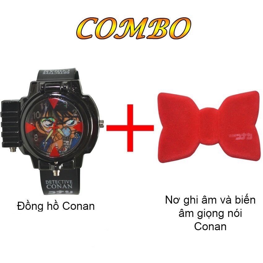 Đồng hồ Conan đeo tay bắn laser và Nơ Conan ghi âm ComBo Hai Món