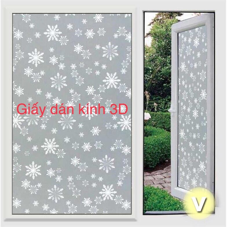[Combo 5md* khổ 90cm]Tấm Phim Dán Kính 3D cửa sổ bông tuyết nhỏ có keo sẵn bóc dán