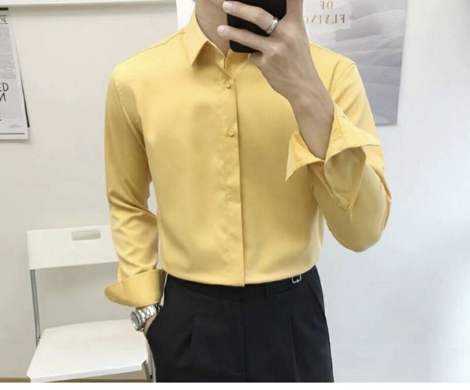 Áo sơ mi nam kiểu mới cúc ẩn, dáng công sở