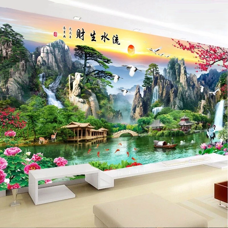 237x1m Khổ Lớn Tranh thêu chữ thập phong cảnh khổ lớn thêu kín chưa thêu