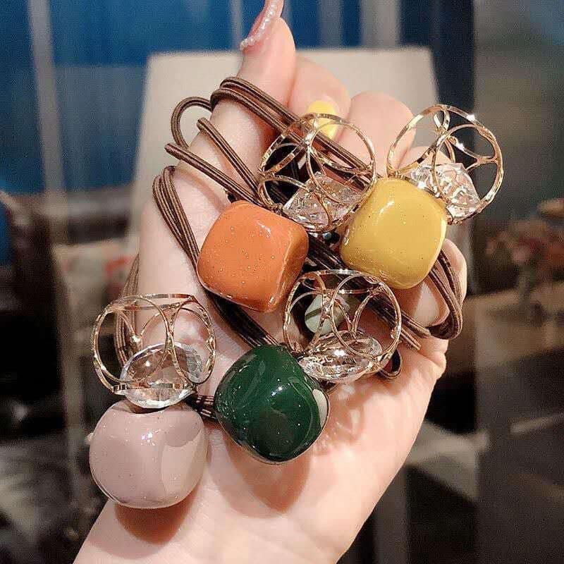 Dây buộc tóc đính đá phong cách hàn quốc - dây cột tóc nữ