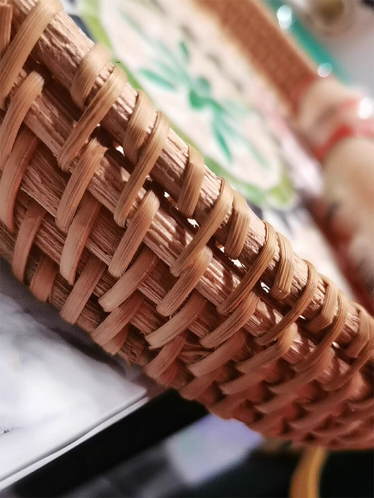 Natural Shell Tray Double Ear round Fruit Plate Tea Table Dessert Display Storage Cup Large Small Wicker Weaving Trays