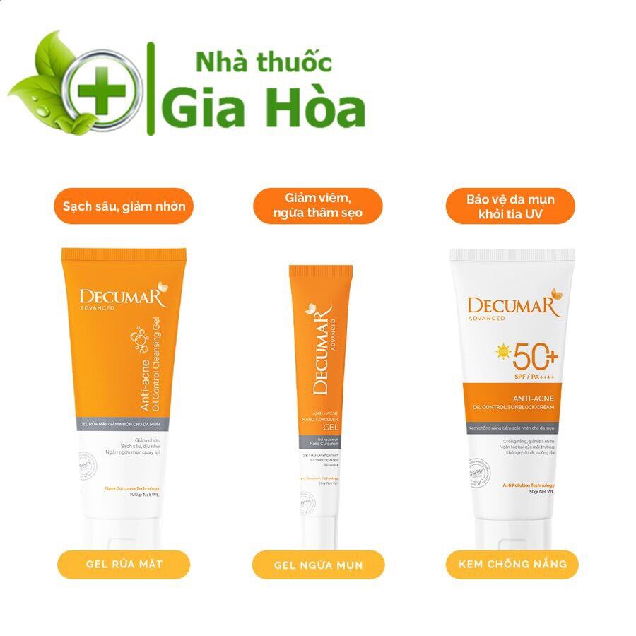 Decumar Advanced - Gel ngừa mụn, mờ thâm, gel rửa mặt giảm nhờn, kem chống nắng [Decuma / Dercuma / Dercumar / Dercuma]