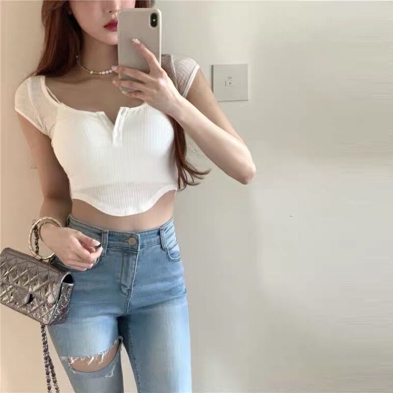 [HCM]ÁO VẠT BẦU MÀU TRƠN CROPTOP
