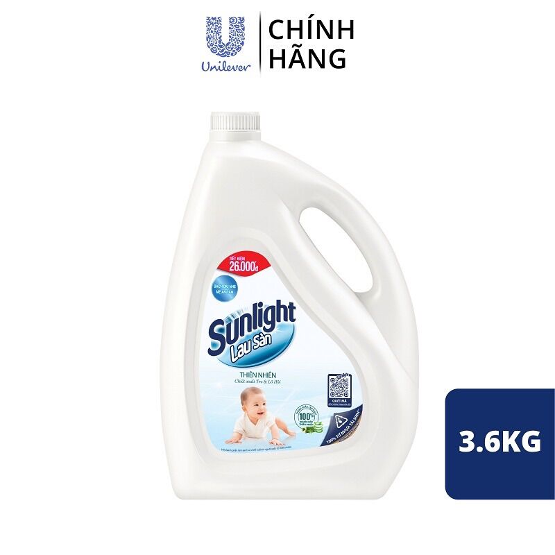 Nước lau sàn em bé Sunlight dịu nhẹ 3.6kg chiết xuất tre và lô hội(sàn sạch dịu nhẹ,mẹ an tâm)mẫu mới