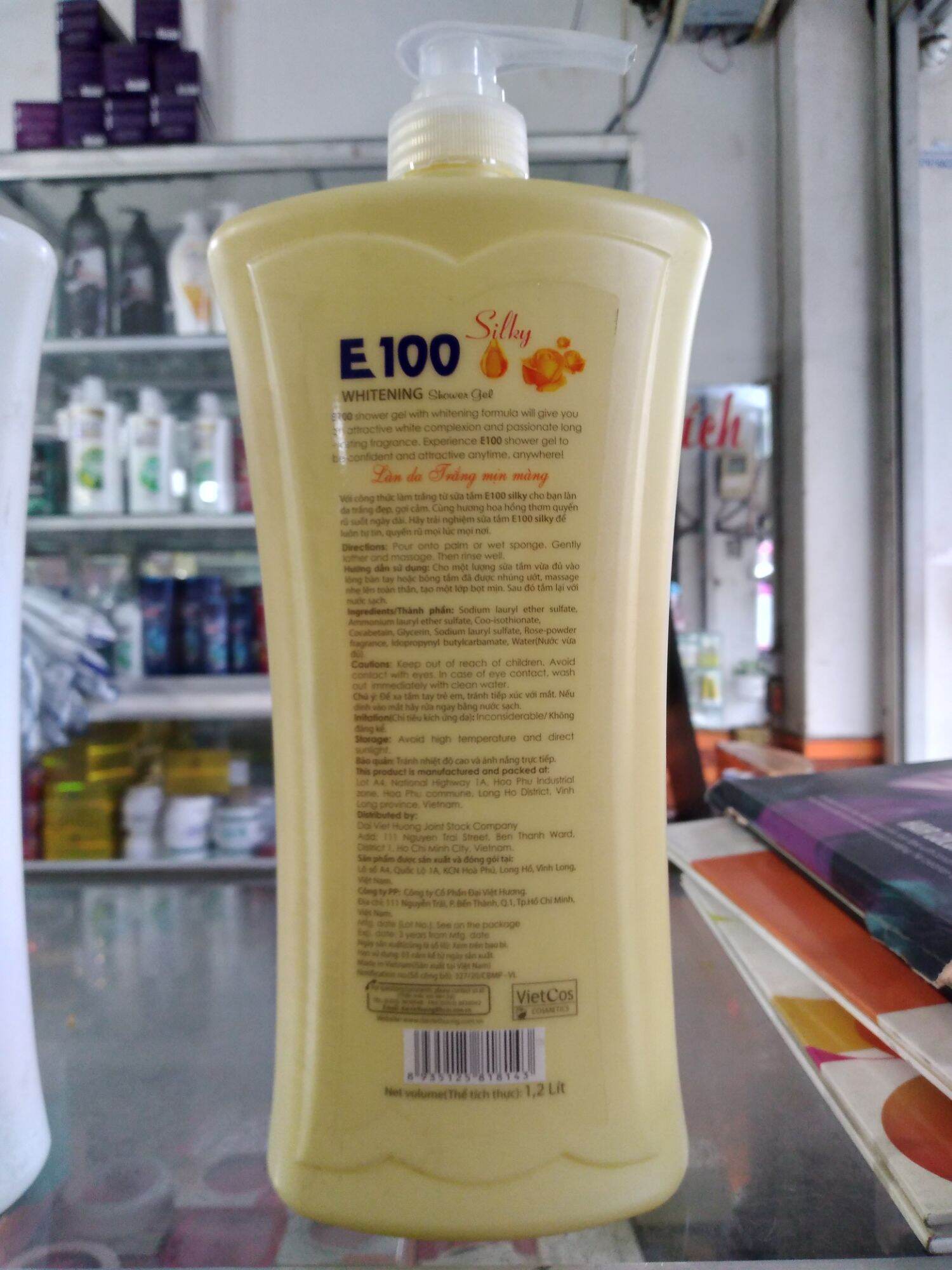 Sữa tắm E100 màu vàng trắng mịn 1200ml