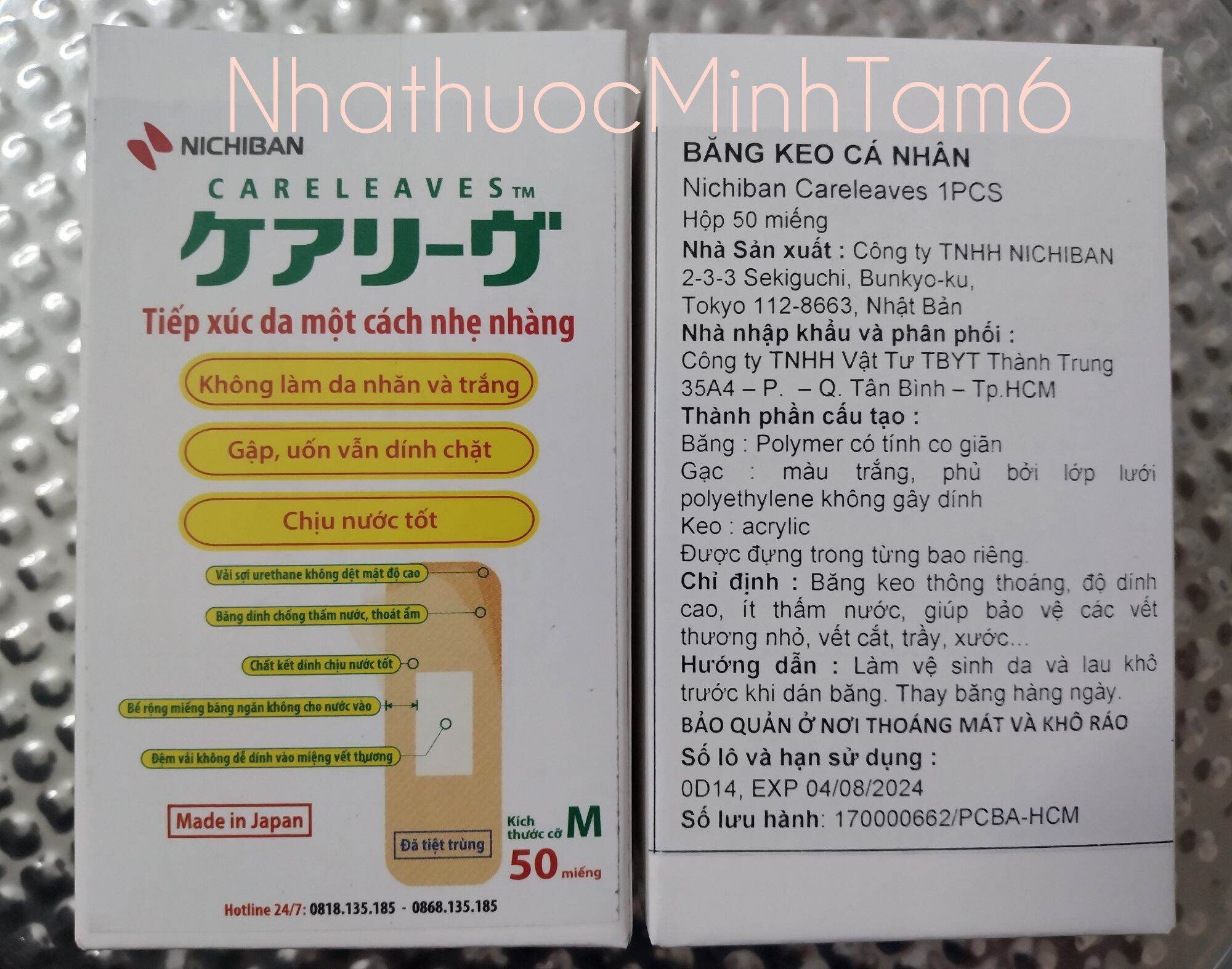 Băng keo cá nhân Nichiban Careleaves 1PCS - Nhật Bản - hộp 50 miếng
