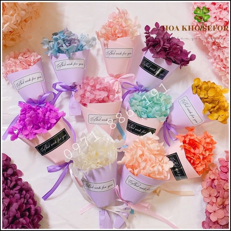 Hoa khô ❤️Bó hoa Cẩm Tú Cầu khô mini làm quà tặng, decor chụp ảnh, trang trí bánh kem