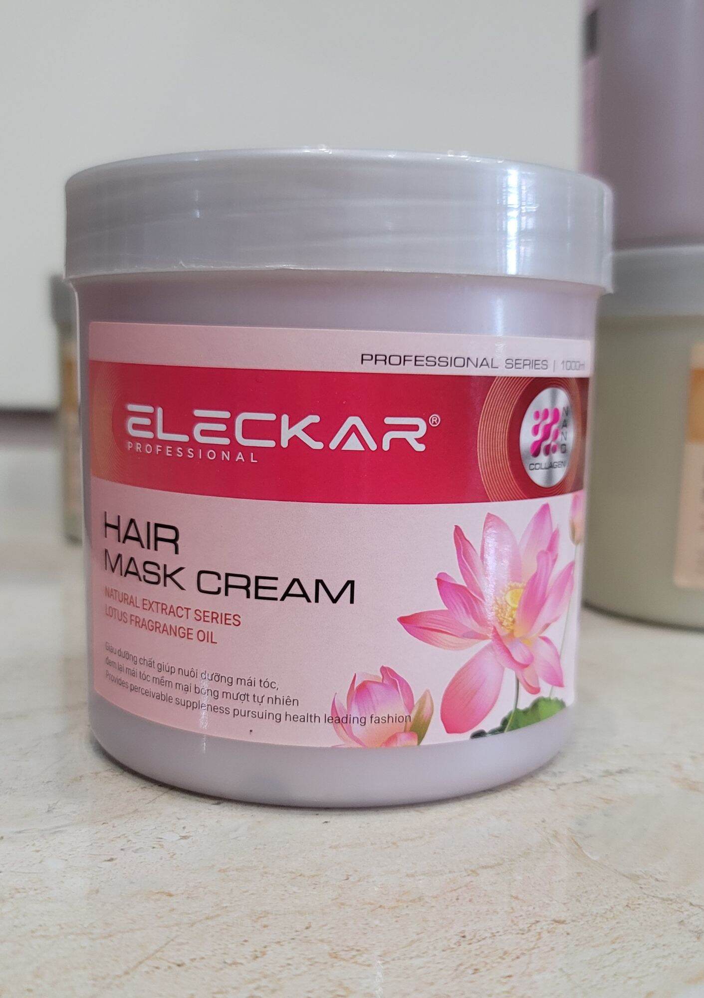 Hấp dầu, ủ lạnh tóc ELECKAR HOA SEN 1000ml(Tặng kèm trùm ủ tóc)