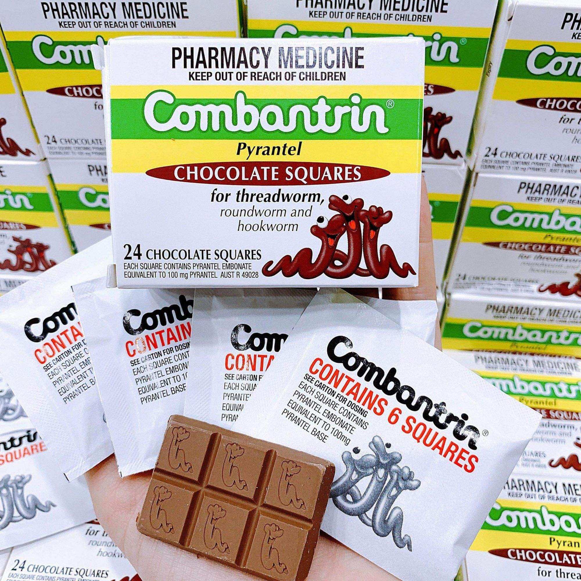 Kẹo sổ giun trẻ em và người lớn vị Chocolate Úc (1 vỉ 6 ô vuông)