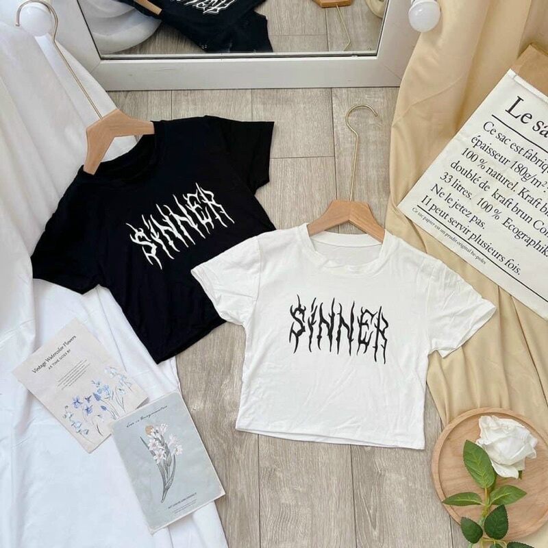 ÁO CROPTOP IN CHỮ SIÊU NGẦU SINNER