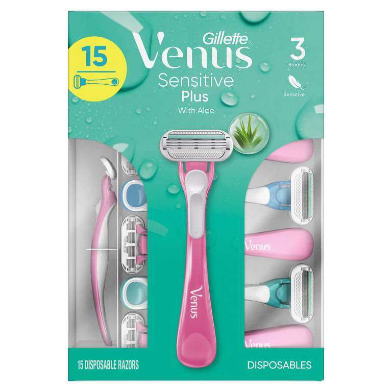 Dao cạo râu ba lưỡi Gillette Venus Sensitive Plus dành cho da nhạy cảm của Mỹ
