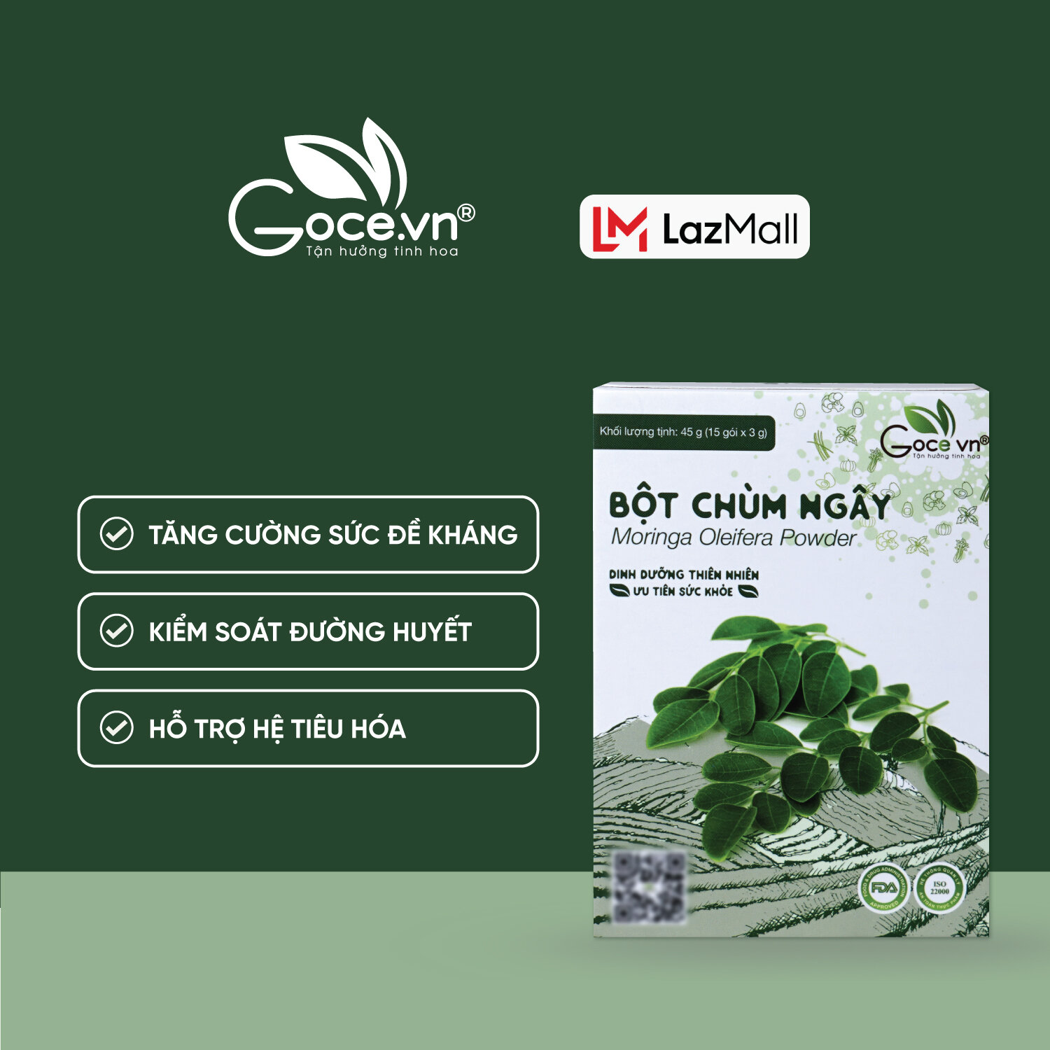 Bột chùm ngây nguyên chất Goce - 45g ST