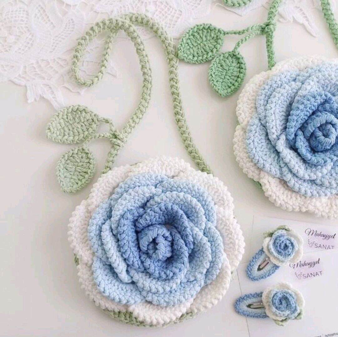 Crochet Bag | Túi hoa cúc, hoa hồng 3D bằng len | Nấm Handmade