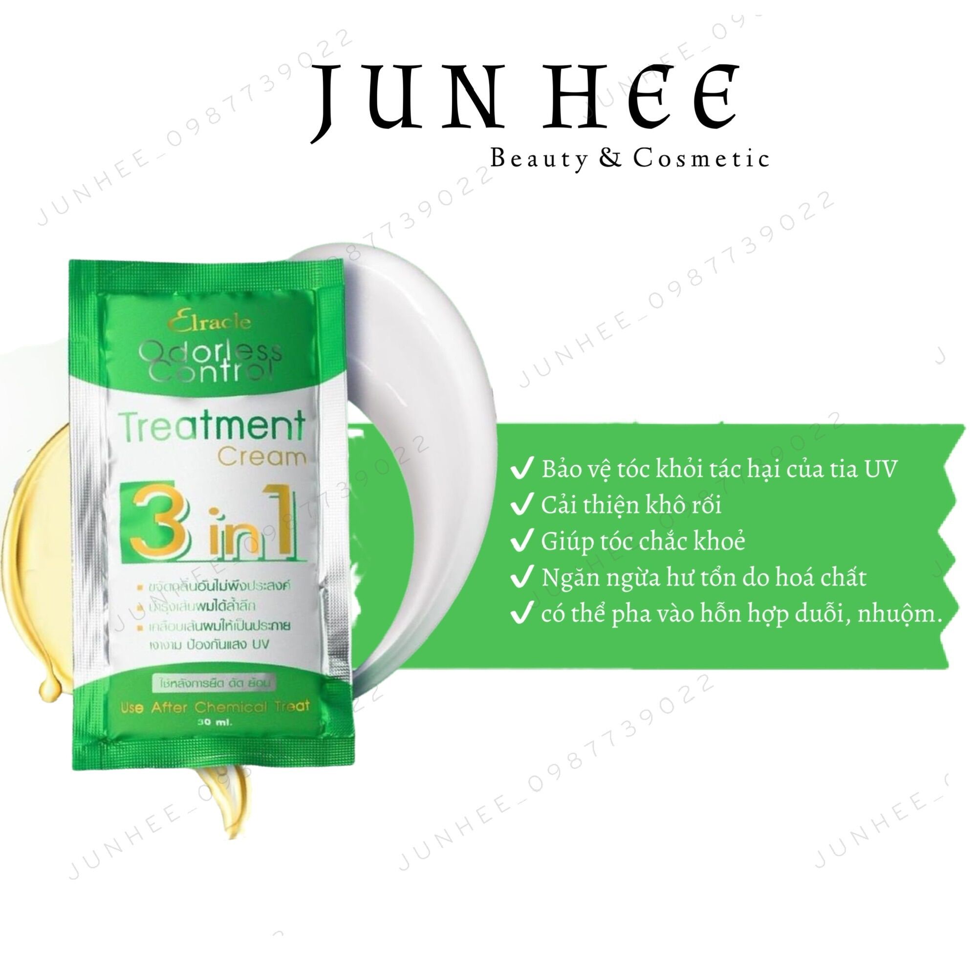 [Junhee Auth] Combo of 2 Packs of Thai Green Bio Elracle Treatment 3in1 Hair Treatment Packs