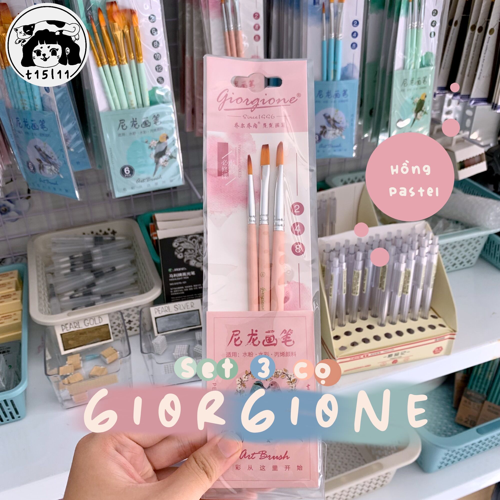 [t15l11] Set 3 cọ vẽ màu nước Giorgione